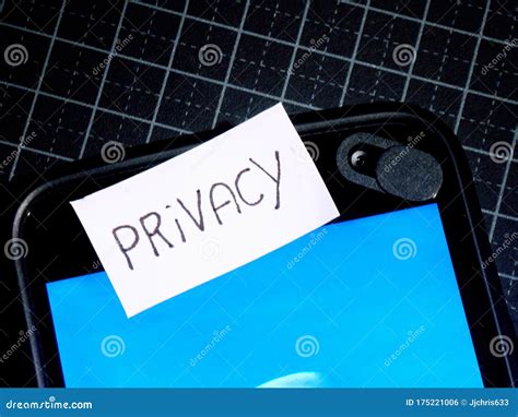 Privacy Text On Mobile Phone On Black Background Camera Blocking And