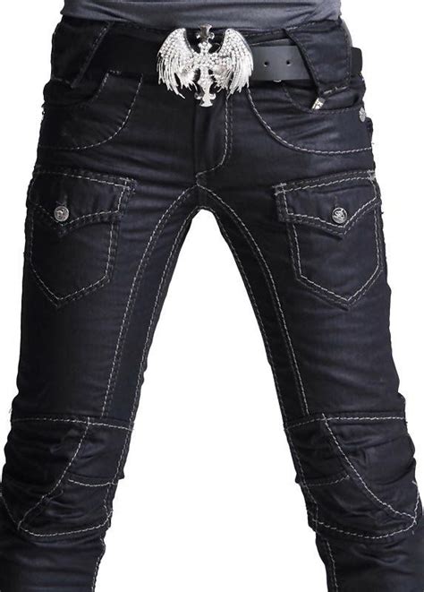 Belt Rocker Fashion For Men Mens Punk Skull Denim Straight Baggy