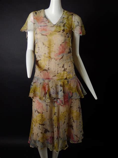 1920s Floral Chiffon Dress Size 2 Floral Chiffon Dress Dresses