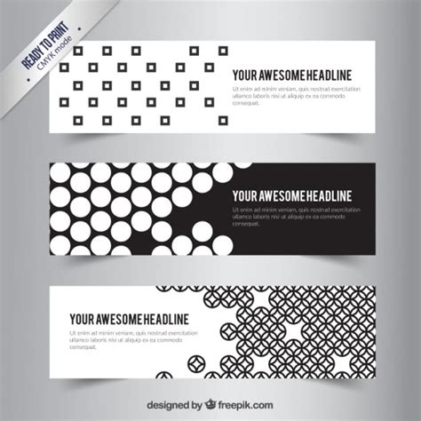 Download Vector Abstract Banners In Black And White Colors Vectorpicker