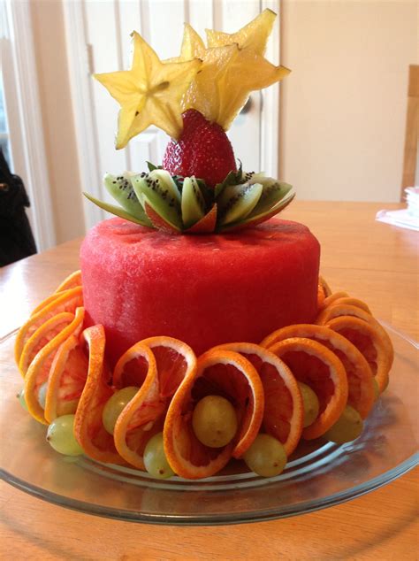 Watermelon Cake Food Carving Fruit Carving Fresh Fruit Cake Fruit