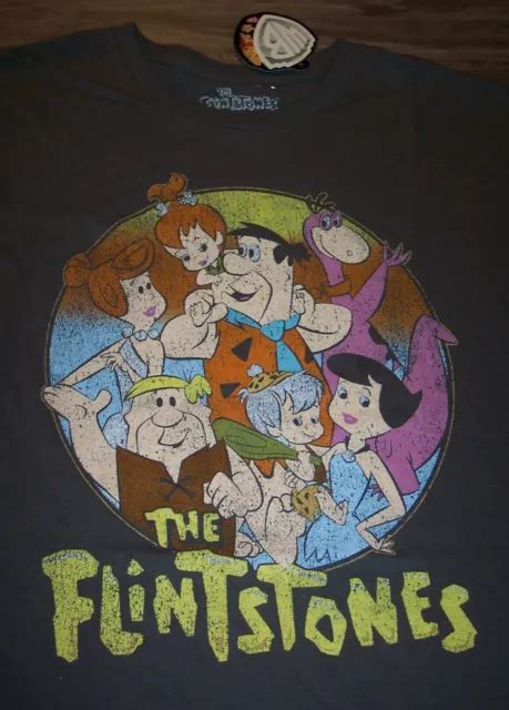 Vintage Style Hanna Barbera The Flintstones T Shirt Small New W Tag