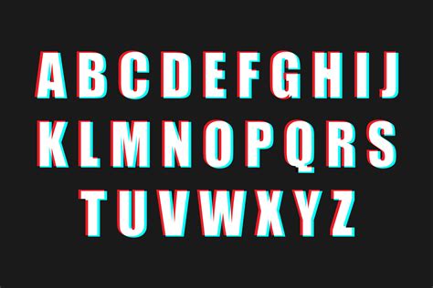 Set Of Alphabet Letters On Black Background 3d Effect Font Red Blue