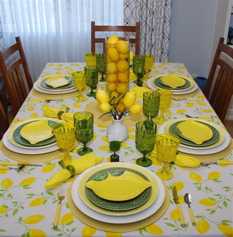 Lemon Table Setting Spring And Yellow And Green Check My Blog