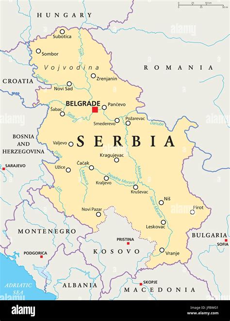 Politische Karte Von Serbien Stock Vektorgrafik Alamy