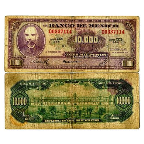 1978 Billete México 10000 Pesos Matías Romero P72 Rc Mynumi