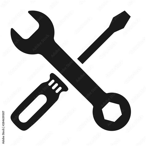 Screwdriver And Wrench Icon In Flat Style Isolated On White Background
