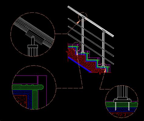 Stairs Detail Risers And Handrails Dwg Section For Autocad Designs Cad
