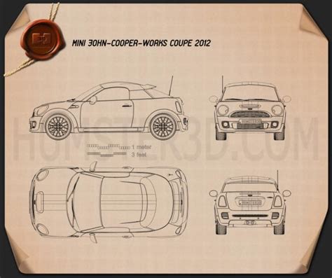 Mini John Cooper Works Coupe 2013 Blueprint Hum3d