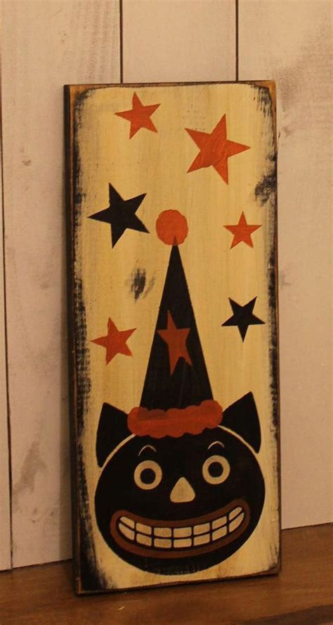 Black Cat Sign Vintage Style Halloween Signvintage Black Cat1940s