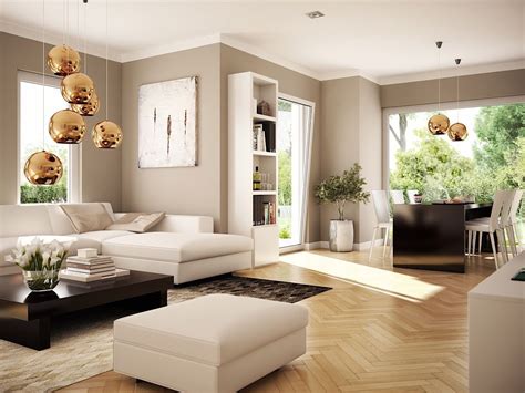 Offenes Wohnzimmer Mit Essbereich And Erker Wandgestaltung Farbe Beige