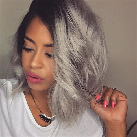 Popular Grey Bob Lace Wigs Short Straight Hair Virgin Brazilian Hair