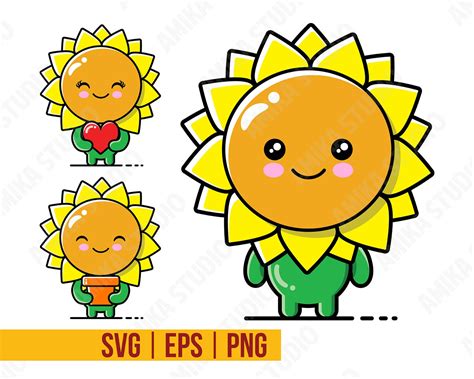 Cute Sunflower SVG Bundle Sunflower SVG Sunflower svg | Etsy