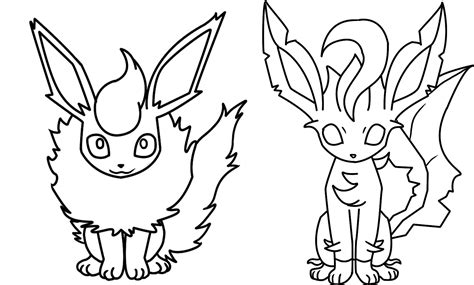 Flareon And Leafeon Coloring Page By Bellatrixie White On Deviantart