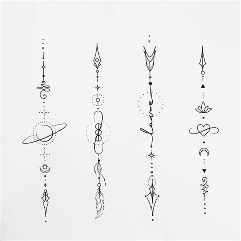 an assortment of different tattoo designs on a white paper background with space in the middle