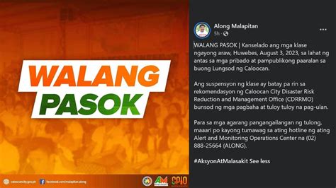 Walangpasok Class And Work Suspensions For August Due To Southwest