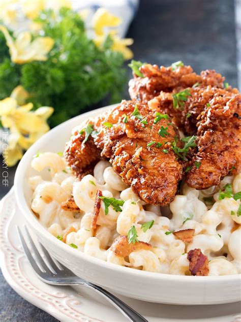 What to serve with mac and cheese. 4 Cheese Mac and Cheese with Honey Pepper Chicken - The Chunky Chef