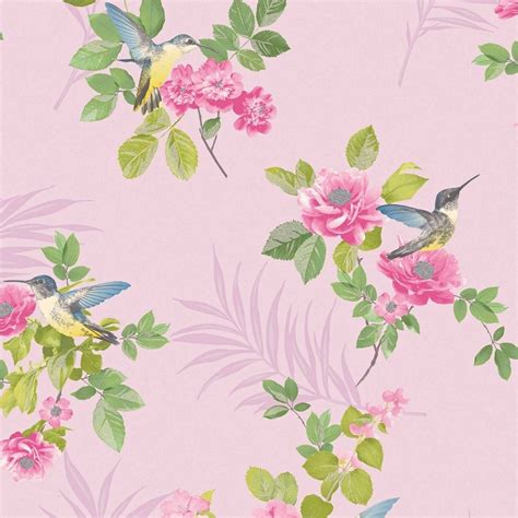 Fine Decor Marni Floral Trail Wallpaper Pink Wallpaper