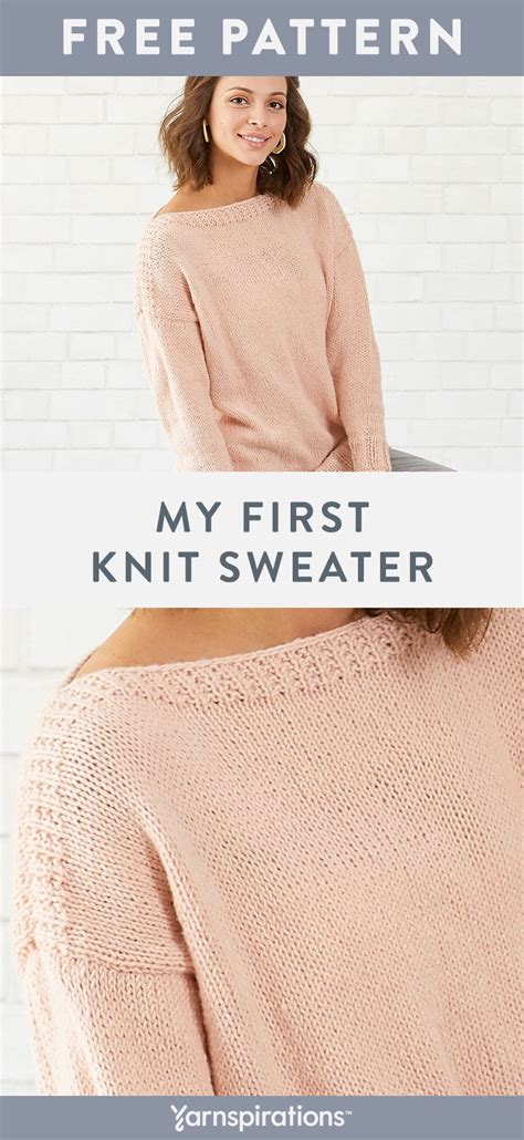 Free My First Knit Sweater pattern using Red Heart Hygge ...