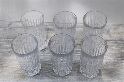 Vintage Fostoria Heritage Highball Glasses Set Of 6 Tumblers Heavy Crystal Drinking Glasses