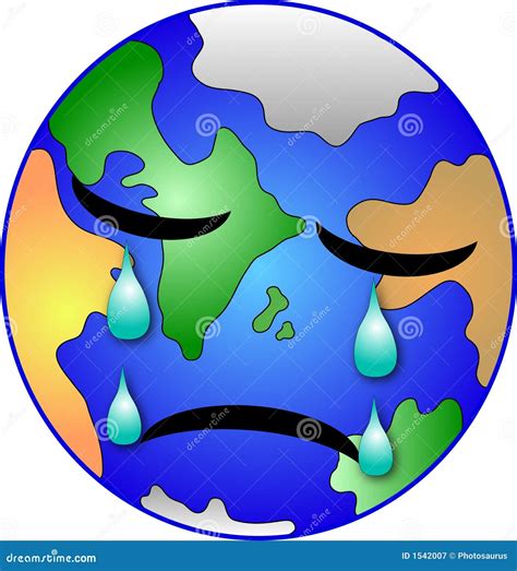 Sad Earth Crying With Breaking Heart Concept Illustration Cartoon Vector