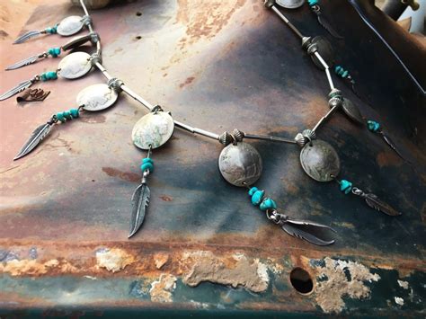 Vintage Buffalo Nickel Necklace For Women With Turquoise And Silver