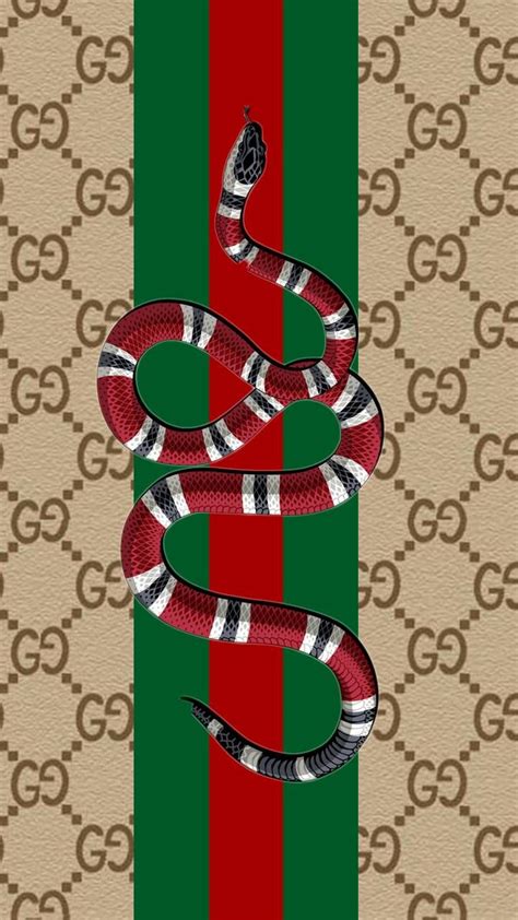 A Red And Green Snake On A Gucci Stripe Background