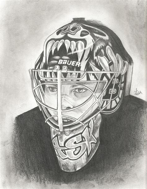 A Pencil Drawing Of Tuukka Rask Goalie For The Boston Bruins By Lisam