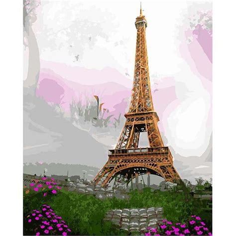 Artsailing Pictures By Numbers Pink Romantic Eiffel Tower Paintings By