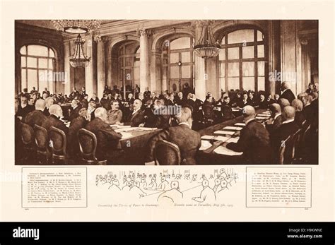 1919 The Great War Front Page Treaty Of Versailles Stock Photo Alamy