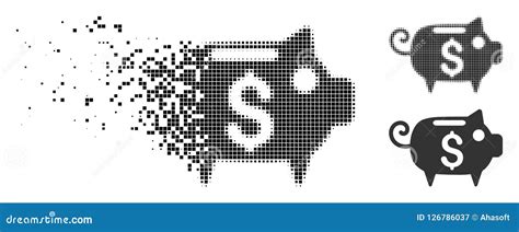 Fragmented Pixel Halftone Piggy Bank Icon Stock Vector Illustration