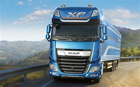 Download Wallpapers Daf Xf 4k 2017 Trucks Road New Daf Xf Blue Xf