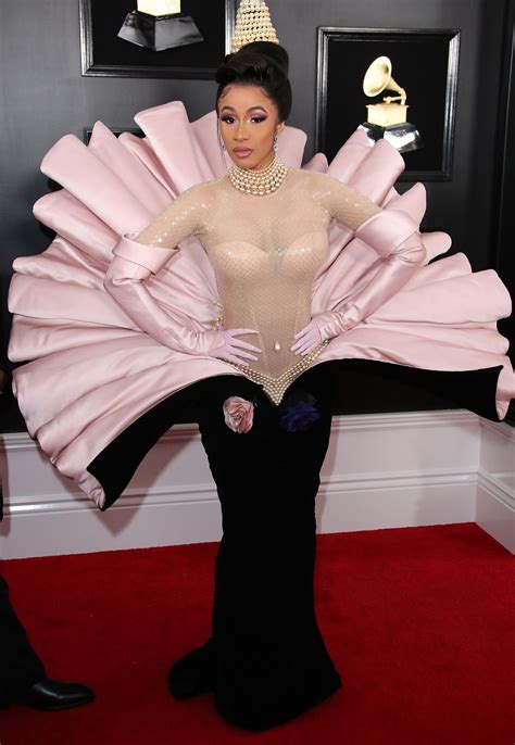 Yes Cardi B Was At The Grammys And She Was Wearing A Sheer Nude Gown