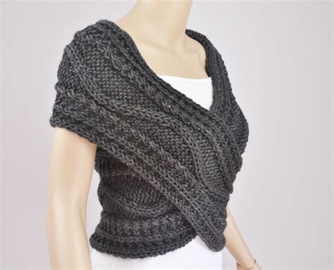 Cross Sweater Knit Sweater Shrug Sweater Grey Sweater Wool Vest