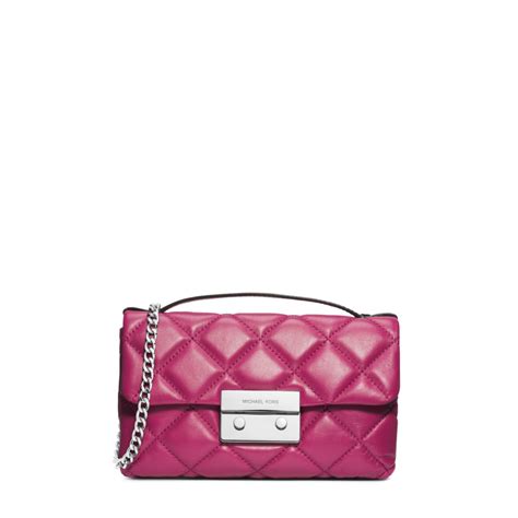Michael Kors Sloan Quilted Leather Small Messenger In Pink Deep Pink