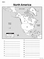 North America Map Worksheet