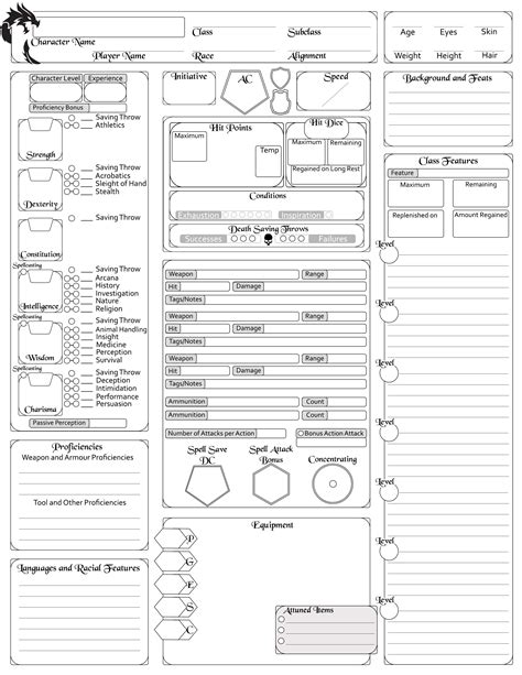 Complete Character Sheet 5e V3 Now A Better Fillable Pdf With