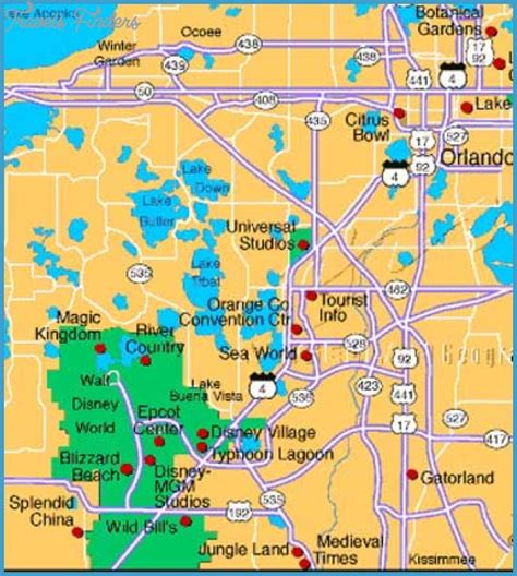 Orlando Map Of Attractions World Map Wall Sticker