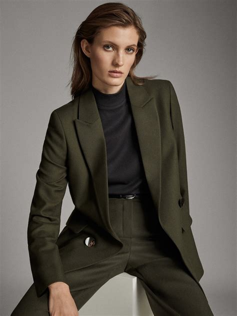 AMERICANA WOOL SUIT Женщины Massimo Dutti Испания Blazer suit women Woman suit