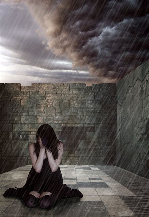 Girl Crying In The Rain Sad Art Pinterest