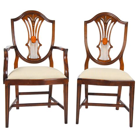 The chairs in this category are considered shield back dining room chairs. Inlaid Shield Back Chairs, Set of 10, Niagara Furniture ...