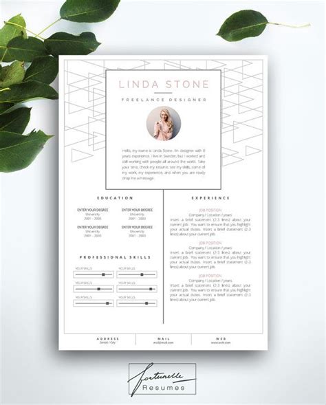 Resume Template 3 Page Cv Template Cover Letter Instant Download