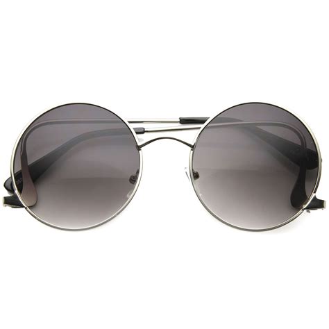 Mens Metal Round Sunglasses With Uv400 Protected Gradient Lens Round