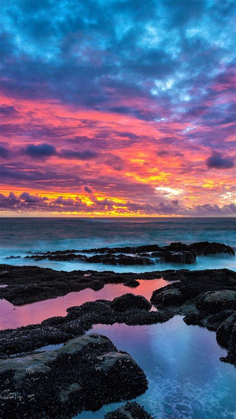 336153 Sea Sunset Clouds Horizon Seascape Scenery Nature Hd