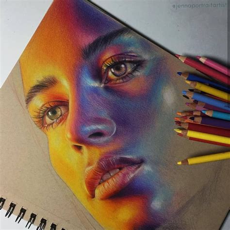 Drawing Portrait Colored Pencil Colour Pencils Colorful Portrait Drawing Prismacolor Art