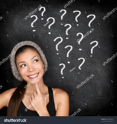 Student Thinking Question Marks On Blackboard Stock Photo Edit Now