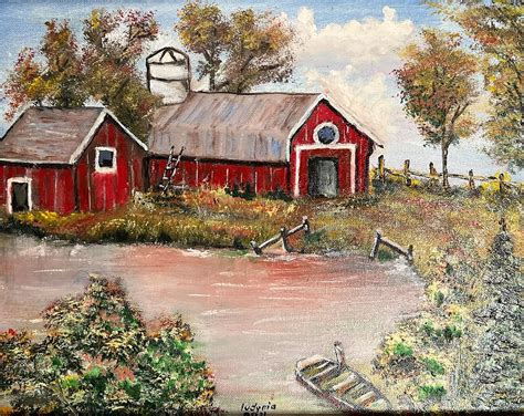 Red Barns Painting By Ryszard Ludynia Fine Art America