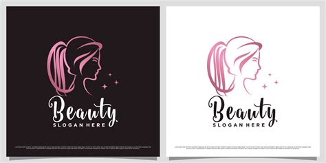 Elegant Beauty Logo Design For Woman Salon With Creative Element And Business Card Template