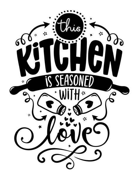 This Kitchen Is Seasoned With Love Lovely Calligraphy Phrase For Kitchen Towels Hand Drawn