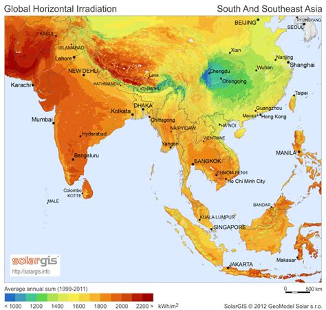 Solargis South And South East Asia Ghi Solar Resource Map En Vorp Energy